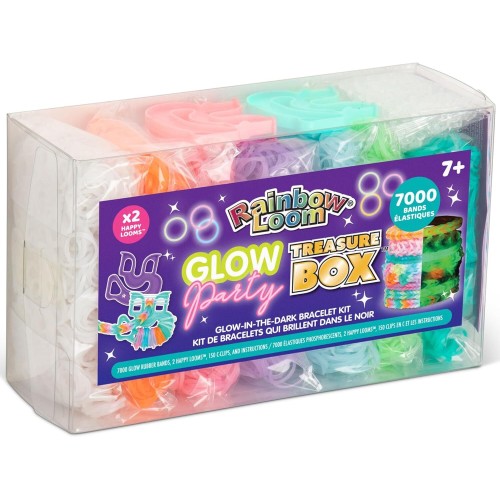 Rainbow Loom Treasure Box - Glow-In-The-Dark Edition - DIY Bands Jewelry Kit, 7000 Glow Rubber Bands, 2 Happy Looms B0349 812317