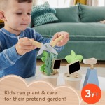 Mattel Fisher-Price Wooden Herb Garden And Tools Pretend Playset For Preschool Kids, 12 Wood Pieces HXT84 194735238705