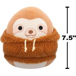 Jazwares Squishmallows Sherman the Sloth in Sherpa Hoodie 7.5" Plush JWSQ6707 196566456198