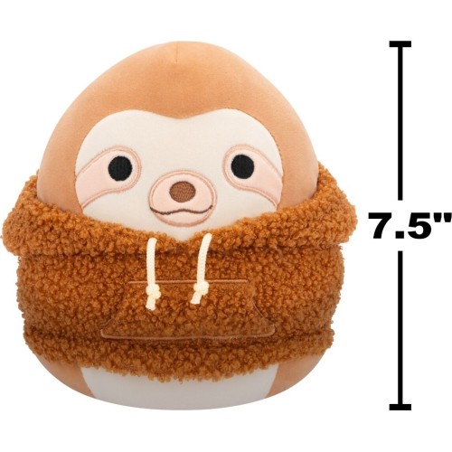 Jazwares Squishmallows Sherman the Sloth in Sherpa Hoodie 7.5" Plush JWSQ6707 196566456198