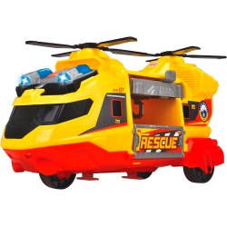 DICKIE TOYS Rescue Helicopter - Yellow And Red - 11 Light And Sound Toy Vehicle, Stretcher And Extendable Crane Arm, Freewheel  