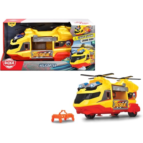 DICKIE TOYS Ελικόπτερο Διάσωσης Με Ήχους Και Φώτα, Φορείο Και Επεκτάσιμο Βραχίονα Γερανού 203306023 4006333088636