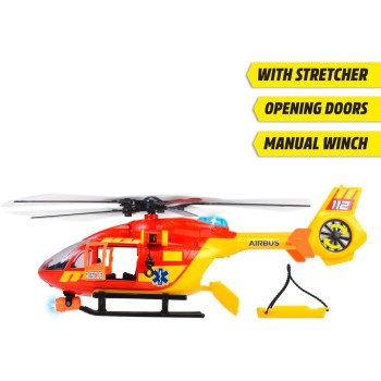 DICKIE TOYS 36Cm Airbus Ambulance Helicopter 203716024, 3 Years, With Lights And Sounds, Manual Winch, Openable Parts, Stretcher