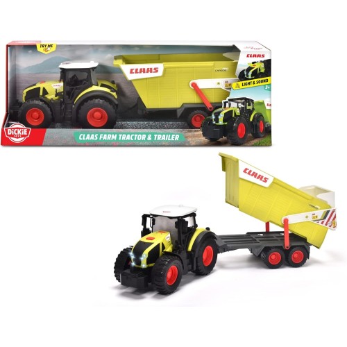 DICKIE TOYS Claas Tractor With Trailer - Claas Tractor From With Freewheel, Interior, Lights, Sound, Moving Parts 203739004 4006