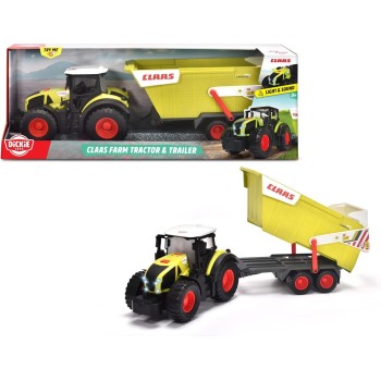 DICKIE TOYS Claas Tractor With Trailer - Claas Tractor From With Freewheel, Interior, Lights, Sound, Moving Parts 203739004 4006