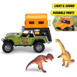 DICKIE TOYS Jeep Dino Camper Set - Πράσινο Και Πορτοκαλί - Με Φως Και Ήχο, 2 Δεινοσαύρους 203834011 4006333089206