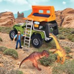 DICKIE TOYS Jeep Dino Camper Set - Πράσινο Και Πορτοκαλί - Με Φως Και Ήχο, 2 Δεινοσαύρους 203834011 4006333089206