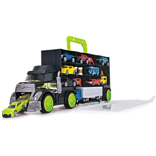 DICKIE TOYS Φορτηγό Μεταφοράς & Αποθήκευσης Transporter Με 4 Οχήματα 203747007 4006333074363