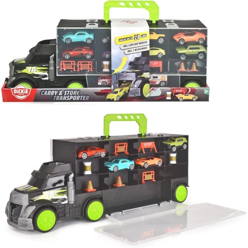 DICKIE TOYS Φορτηγό Μεταφοράς & Αποθήκευσης Transporter Με 4 Οχήματα 203747007 4006333074363