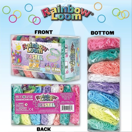 Rainbow Loom Treasure Box Pastel Edition, 8.000 Λαστιχάκια Σε 8 Διαφορετικά Παστέλ Χρώματα Και 2 Happy Looms B0336 812317025856