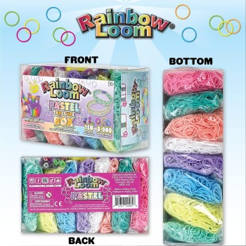 Rainbow Loom Treasure Box Pastel Edition, 8.000 Λαστιχάκια Σε 8 Διαφορετικά Παστέλ Χρώματα Και 2 Happy Looms B0336 812317025856