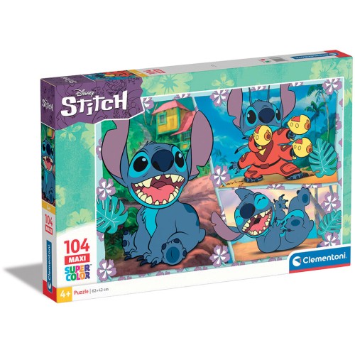 Clementoni Children's Puzzle Maxi Super Color Disney Stitch 104 pcs ...