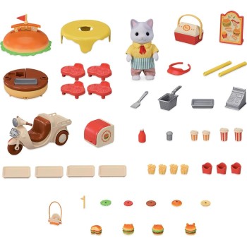 Epoch Sylvanian Families - 5757 Hamburger  - Dollhouse Playsets Σετ Παιχνιδιού Χάμπουργκερ - Κουκλόσπιτο 5757 5054131057575