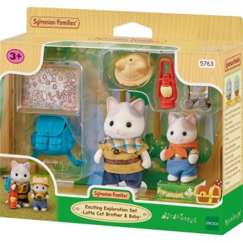 Epoch Sylvanian Families - 5763 Exciting Exploration Set -Latte Cat Brother And Baby 5763 5054131057636