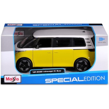 Maisto VW Id.buzz 2023: Μοντέλο Αυτοκινήτου σε Κλίμακα 1:25, Πορτμπαγκάζ και Πόρτες Κινητά, Λευκό-κίτρινο 532914y 32914 09015932
