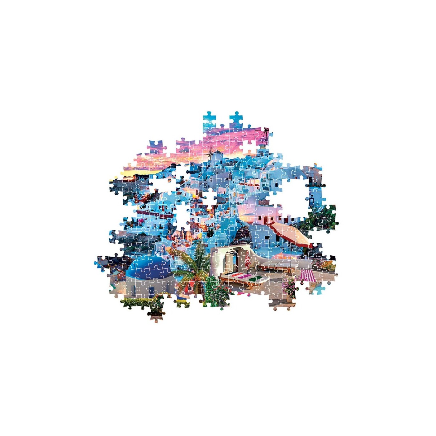 Puzzle Clementoni 1000 Pièces – Shades Of Santorini, Boîte Compacte, Finition 70x50 Cm, Made In Italy, Avec Service Pièces Manquantes