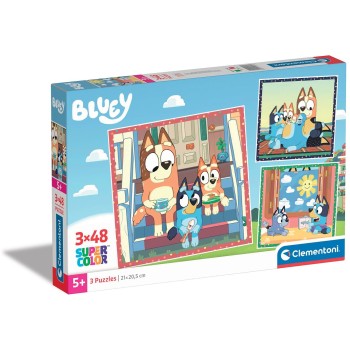 Clementoni Children's Puzzle Super Color Bluey 3X48 Pcs 1200-25308 8005125253081