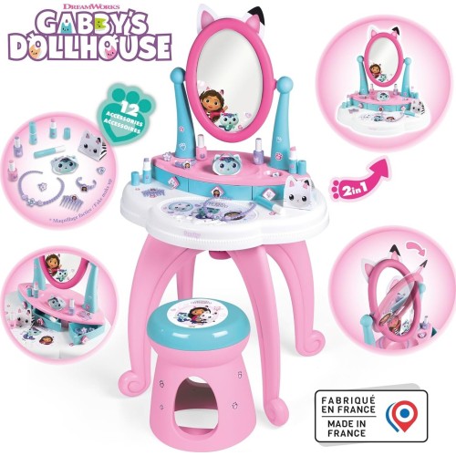 Smoby Gabbys Dollhouse 2 In 1 Dressing Table And Stool -12 Accessories Included - 7/320254 3032163202547