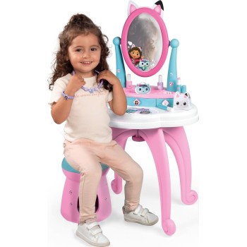 Smoby Gabbys Dollhouse 2 In 1 Dressing Table And Stool -12 Accessories Included - 7/320254 3032163202547