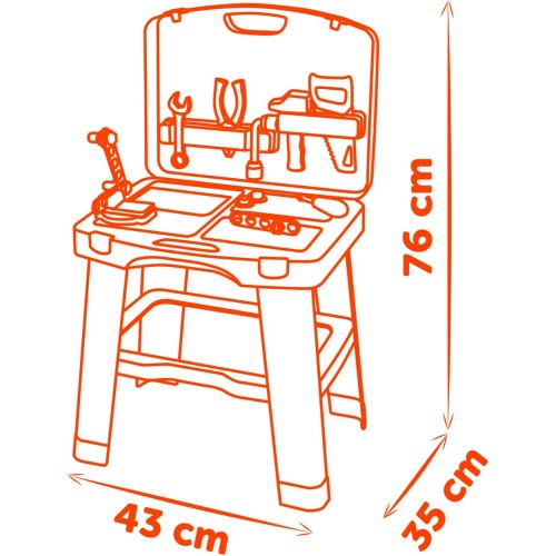 Smoby Black+Decker Tool Case Bricolo Smart 43X35x76 Cm - Workbench Case For Children From 3 Years, Toy With Extensive Tool Acc 7