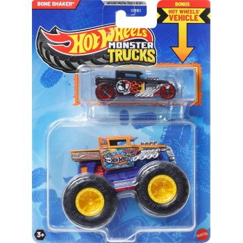 Mattel Hot Wheels Όχημα Monster Trucks Με Αυτοκινητάκι Monster Trucks Bone Sha Όχημα Παιχνίδι GRH81 / JCG41 194735270279