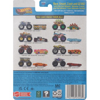 Mattel Hot Wheels Όχημα Monster Trucks Με Αυτοκινητάκι Monster Trucks Bone Sha Όχημα Παιχνίδι GRH81 / JCG41 194735270279