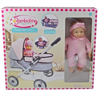 Just toys Bambolina Amore Stroller Set 2 In 1 Doll 36Cm BD2113 4895167989055
