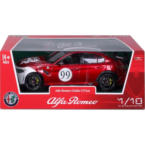 Bburago 11049R/W Collectible Miniature Car, Alfa Red White 18/11049 RED 4893993014491