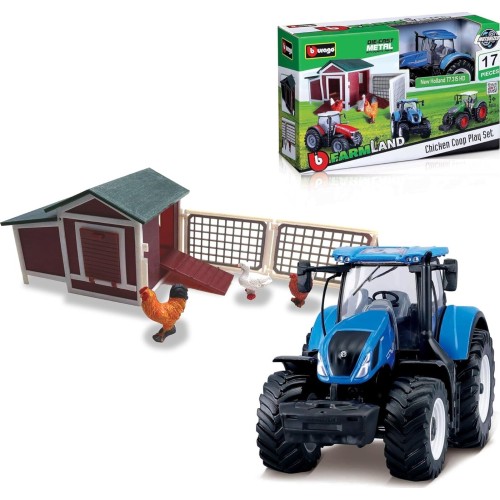 Bburago B18-31681 Farmland Playset Chicken Coop With Die-Cast New Holland Tractor V 18/31681 4893993316816
