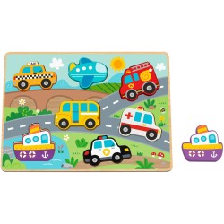 TOOKY TOY Hi Pando Ξύλινο Παζλ Σφηνώματα Μέσα Μεταφοράς HP029 6976831551537