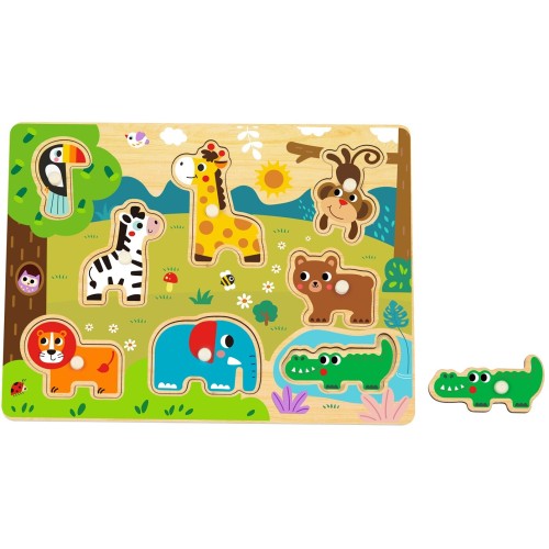 TOOKY TOY Hi Pando Ξύλινο Παζλ Σφηνώματα Ζώα Της Ζούγκλας HP023 6976831551476