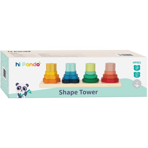 TOOKY TOY Hi Pando Ξύλινος Πύργος Στοίβαξης Σχήματα Και Χρώματα HP001 6976831551254
