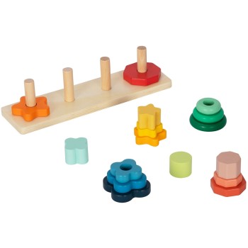TOOKY TOY Hi Pando Ξύλινος Πύργος Στοίβαξης Σχήματα Και Χρώματα HP001 6976831551254