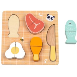 TOOKY TOY Hi Pando Ξύλινο Σετ Κοπής Φαγητού Με Σφηνώματα HP021 6976831551452