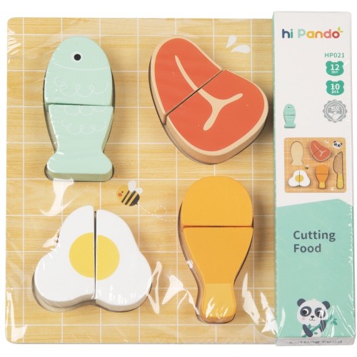 TOOKY TOY Hi Pando Ξύλινο Σετ Κοπής Φαγητού Με Σφηνώματα HP021 6976831551452