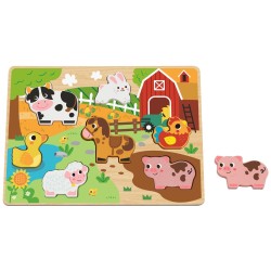 TOOKY TOY Hi Pando Ξύλινο Παζλ Σφηνώματα Ζώα Της Φάρμας HP025 6976831551490