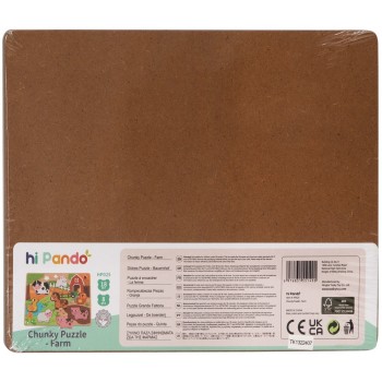 TOOKY TOY Hi Pando Ξύλινο Παζλ Σφηνώματα Ζώα Της Φάρμας HP025 6976831551490