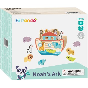 TOOKY TOY Hi Pando Ξύλινο Σετ Κιβωτός Του Νώε Με Φιγούρες HP035 6976831551599