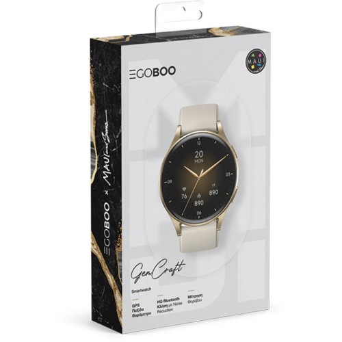 Egoboo Gemcraft Aluminium Smartwatch Με Παλμογράφο Χρυσό MUGTX05GLD 5207244012164