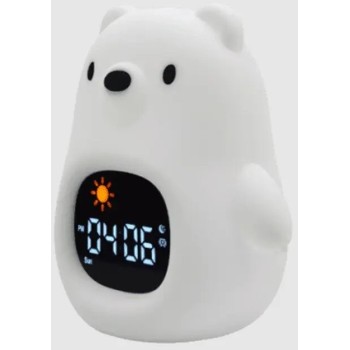 kiddoboo Night Light And Alarm Soundglow Bear 15X8,5X18cm White KBJL822 5207244013345