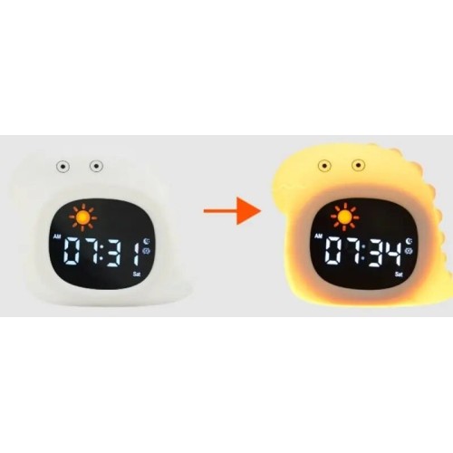 kiddoboo Φωτάκι Νυκτός & Ξυπνητήρι Soundglow Dino KBJL826 11,3X8,5X11,5Cm Λευκό KBJL826 5207244013352