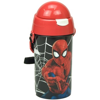 GIM  Water Bottle Fd 500Ml Spiderman Black City 557-12209 5204549158313