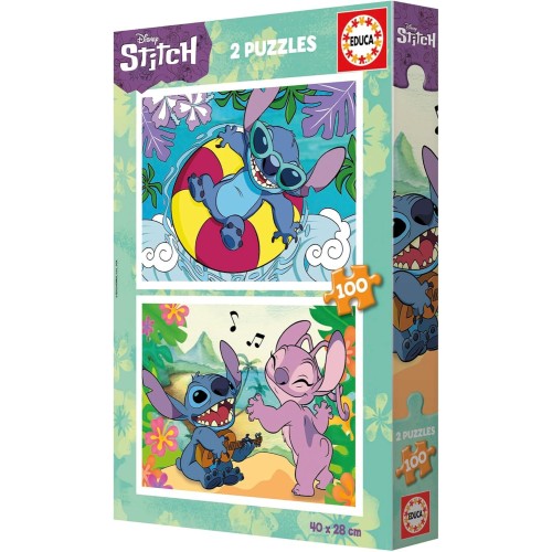 EDUCA Disney Stitch | Set Of 2 Puzzles For Children With 100 Pieces. Dimensions: 40 X 28 Cm. Recommended For Children From 6 Y 0