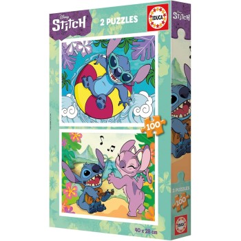 EDUCA Disney Stitch | Set Of 2 Puzzles For Children With 100 Pieces. Dimensions: 40 X 28 Cm. Recommended For Children From 6 Y 0