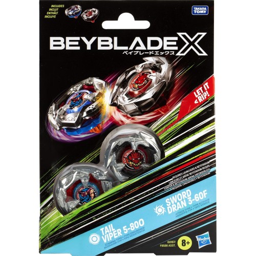 Hasbro Beyblade X Tail Viper 5-80O & Sword Dran 3-60F Battling Spinning Top F9586 / G0197 5010996259295
