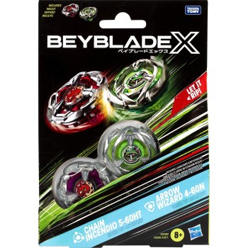 Hasbro Beyblade X Chain Incendio 5-60ht & Arrow Wizard 4-60n Battling Spinning top F9586 / G0196 5010996259301