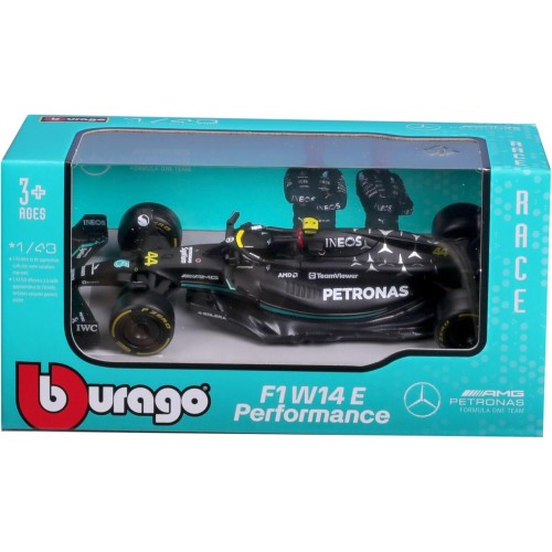 Bburago F1 Mercedes AMG W14 E2023, Hamilton: Formula 1 Model Car In 1:43 Scale, Lewis Hamilton, From 3 Years 18-38080H, Black 38