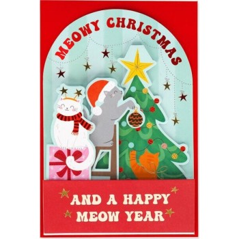 Legami Pop-Up Card - Pop-Up Χριστουγεννιάτικες Ευχετήριες Κάρτες - Xmas Kitty BGPXS0001 8052694020910