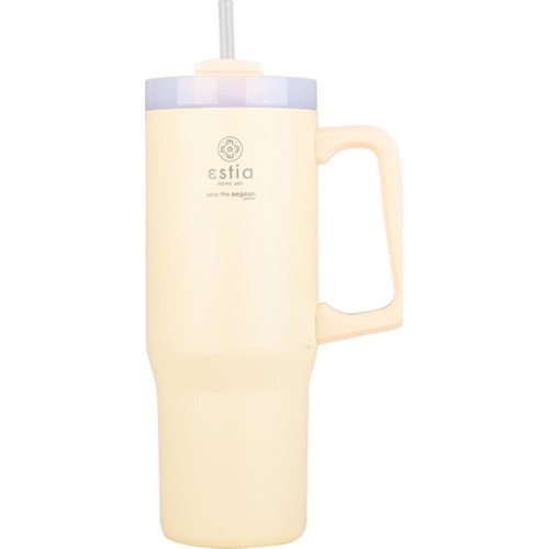 Estia Θερμός Straw Tumbler XL Save The Aegean 900Ml Lily White 01-28671 5207158028671