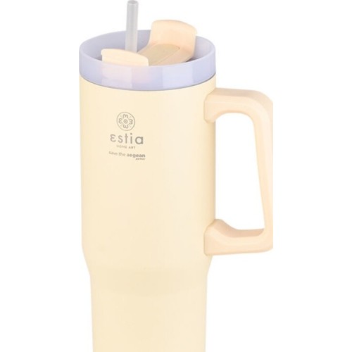 Estia Θερμός Straw Tumbler XL Save The Aegean 900Ml Lily White 01-28671 5207158028671